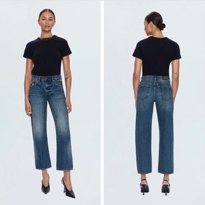 Pistola Lexi Mid Rise Bowed Straight Jeans in Artisan Wash Size 28